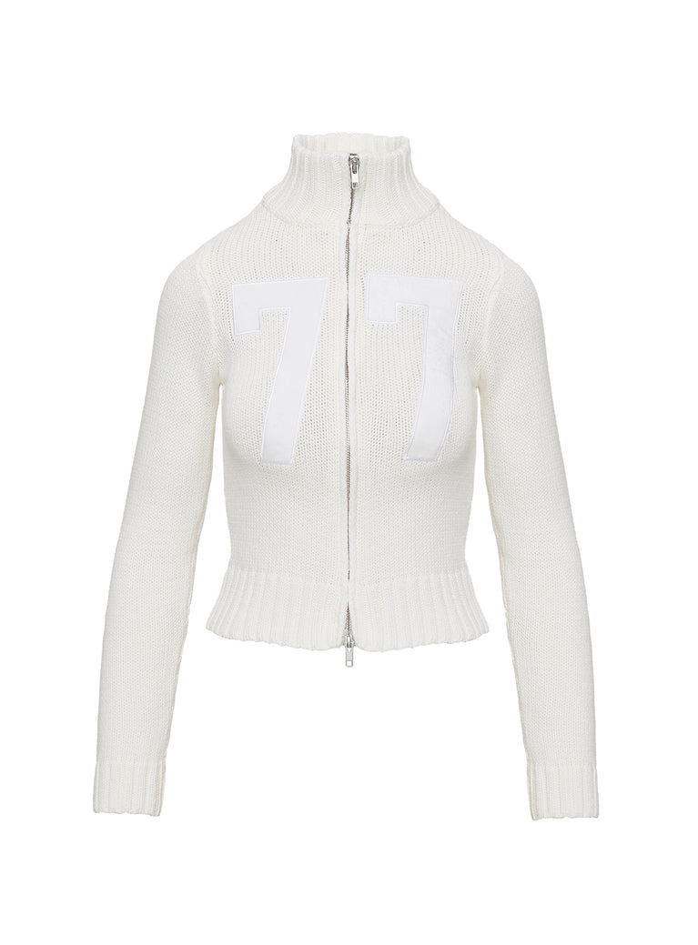 Nylah Zip Up Knit Jacket White