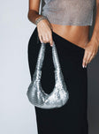 Bag Silver-toned Reflective design Fixed shoulder strap Zip fastening 