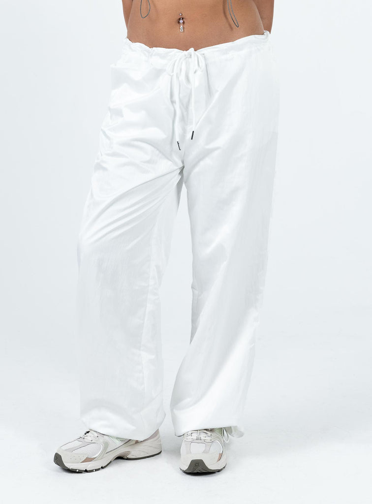 Princess Polly White Flossie Parachute Pants, PacSun