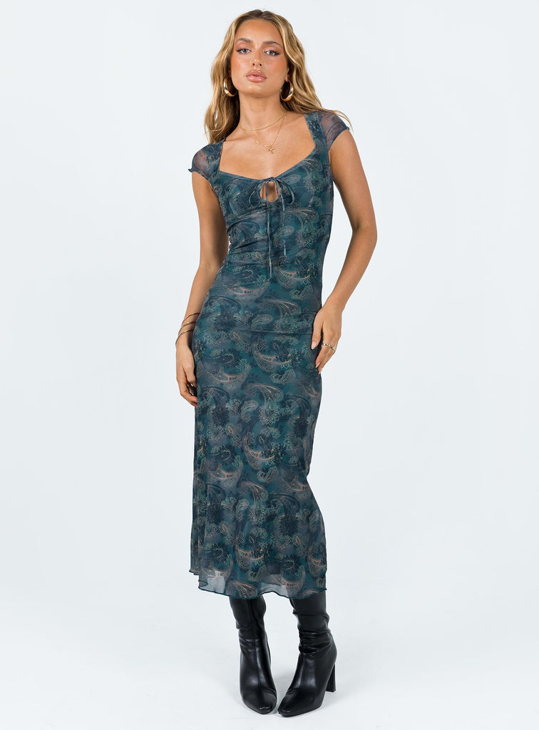 Motel Lunama Dress Tonal Blue Paisley | Princess Polly Motel Lunama Dress Tonal Blue Paisley | Princess Polly