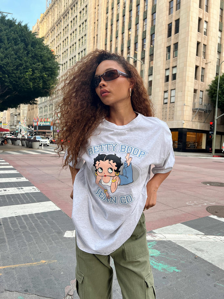 Betty Boop Jean Oversized Tee Grey Princess Polly