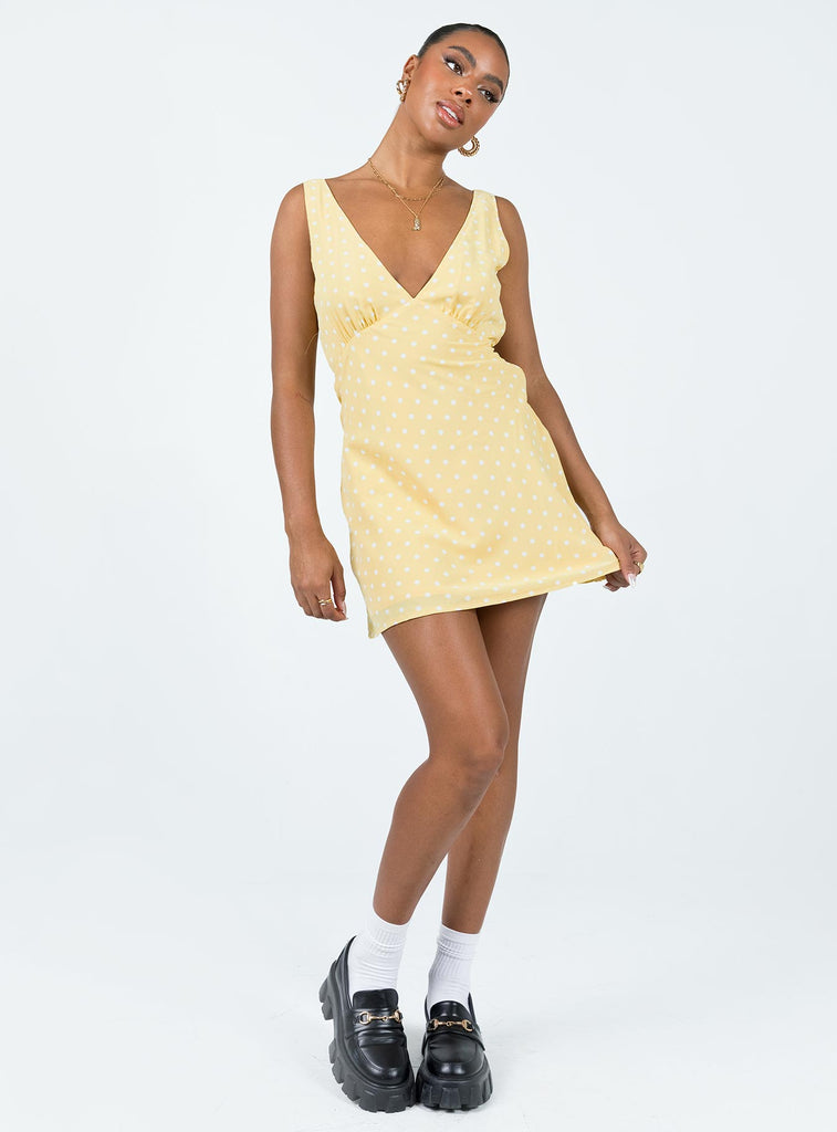 Nellie Mini Dress Yellow Polka Dot | Princess Polly Nellie Mini Dress Yellow Polka Dot | Princess Polly