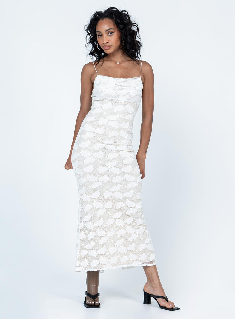 open lace back dress Hamri Maxi Dress White / Blue Floral main image 1