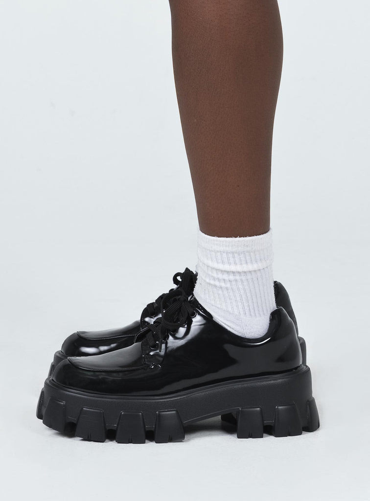 Mia Shoes Black High Shine Princess Polly - Main Image