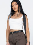 White crop top Ribbed material  Wide neckline 