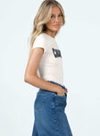 Cropped tee Stitched graphic Good stretch Unlined  