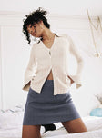   front view of model wearing Princess Polly Selby Mini Skirt Grey Tall Mini Skirts 