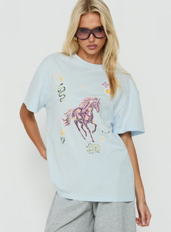 Star Stallion Oversized Graphic Tee Blue