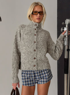 Faida Funnel Neck Knit Jumper Brown Speckle