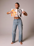 Rihanna Split Hem Jeans Mid Blue