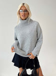 Oswin Turtleneck Sweater Grey Princess Polly  long 