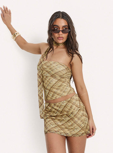 Bradee Scarf Detail Set Yellow Check