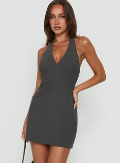 Claudina Halter Playsuit Charcoal