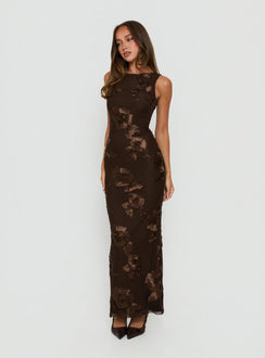 Fionna Floral Maxi Dress Chocolate