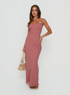 Avienna Maxi Dress Pink Check