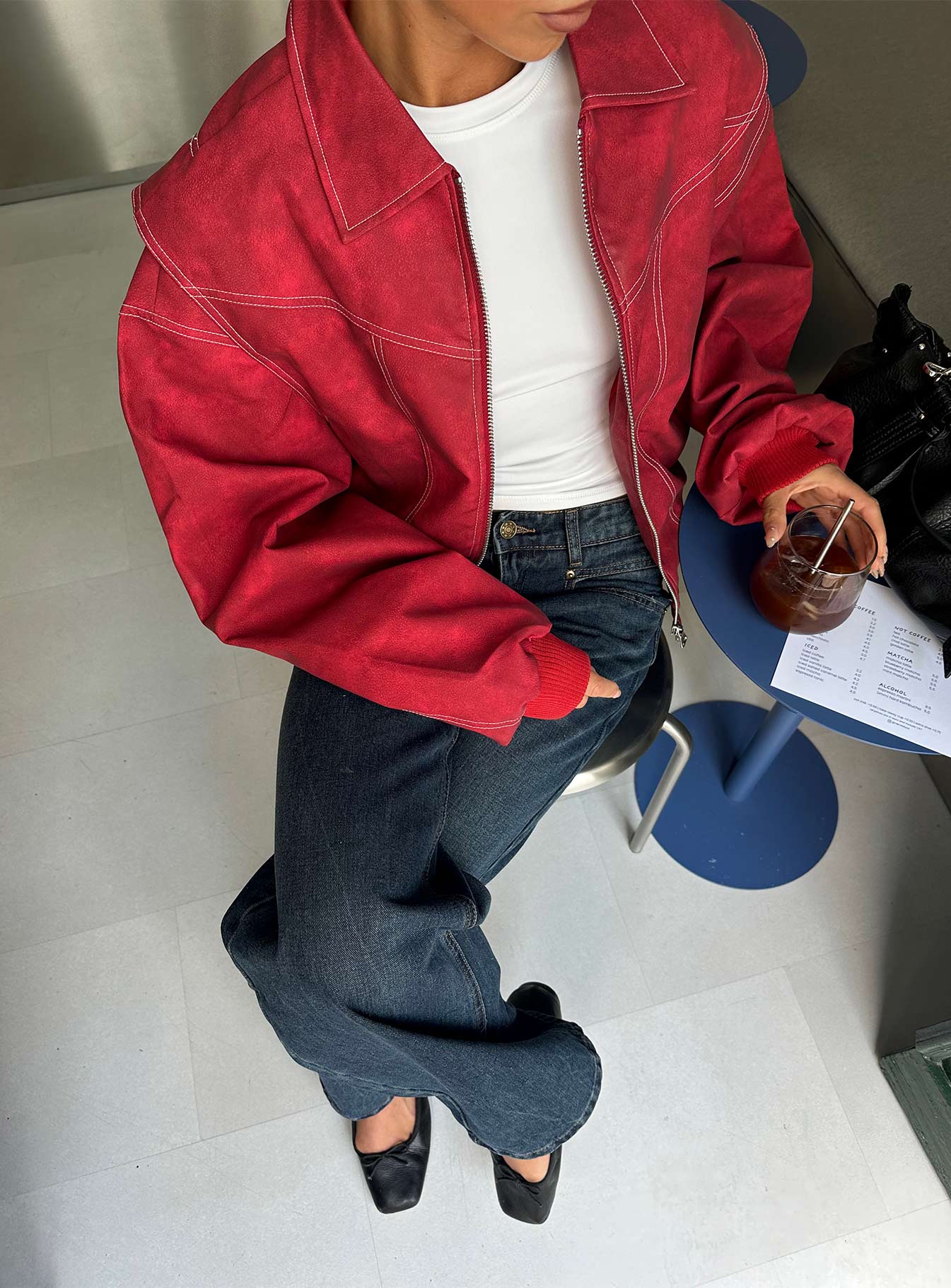 ボーラー / LOAB WEBBING-TRIMMED JACKET Vista Bomber Jacket Red | Princess Polly