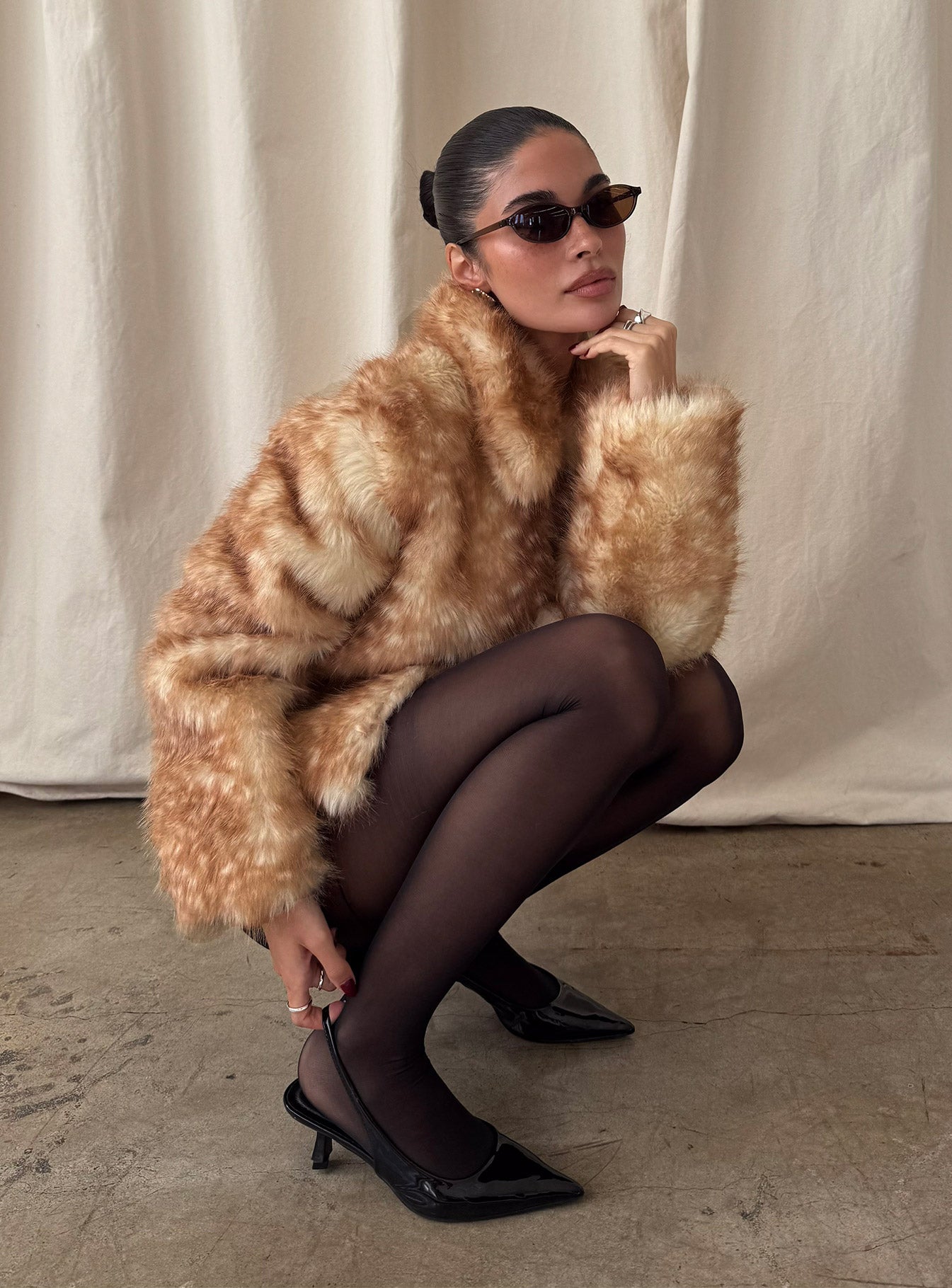 Dawnn Faux Fur Jacket Animal | Princess Polly