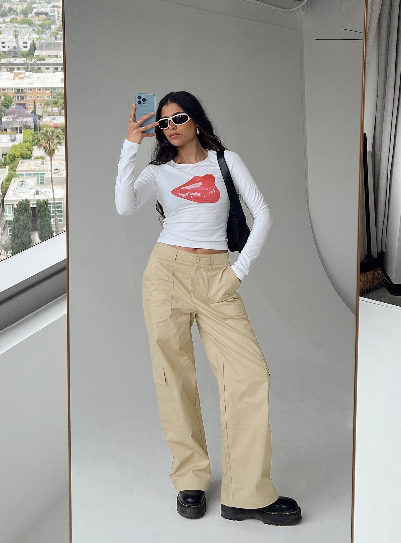 product Princess Polly High Waisted Pants High Waisted Pants High Waisted Pants  Luna Mid Rise Cargo Pants Beige Petite