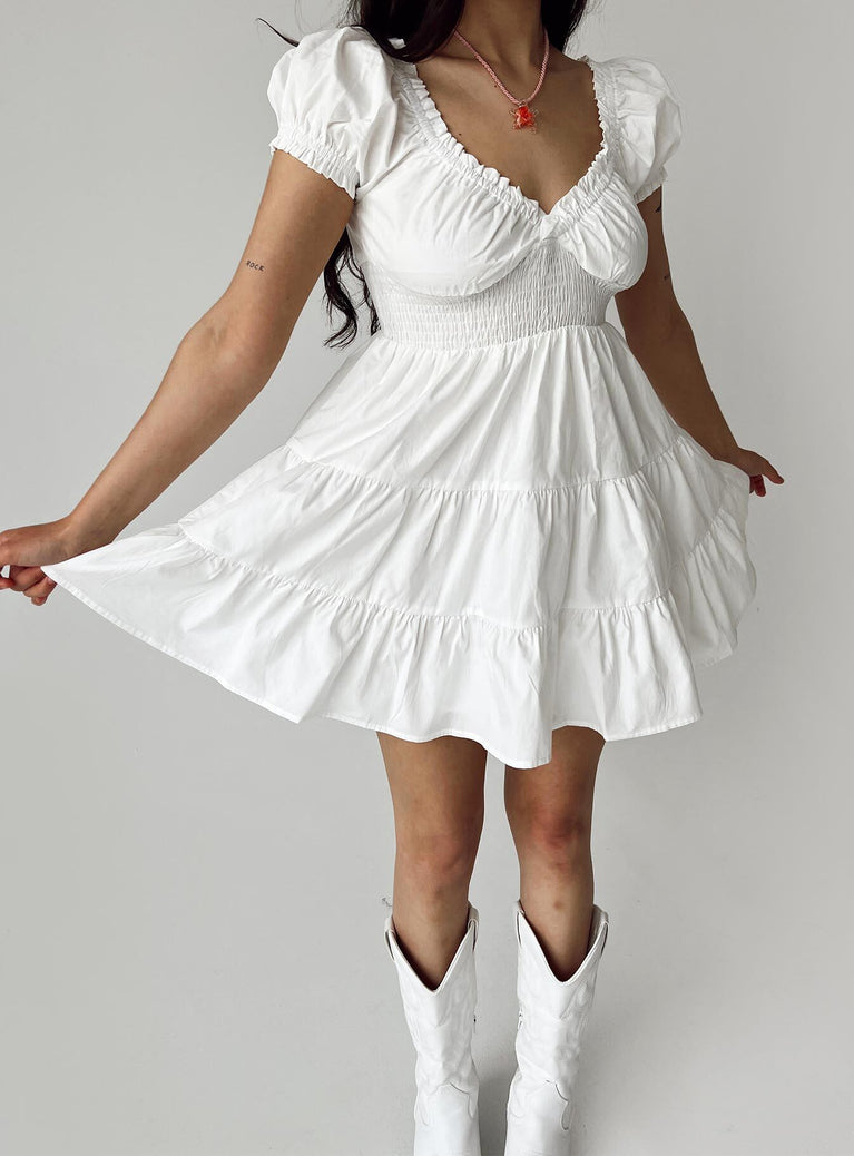 Princess Polly Sweetheart Neckline  Daniela Mini Dress White Petite