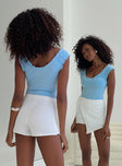 Skort Wrap style, tie fastening at hip, invisible zip fastening at back Non-stretch material, unlined 