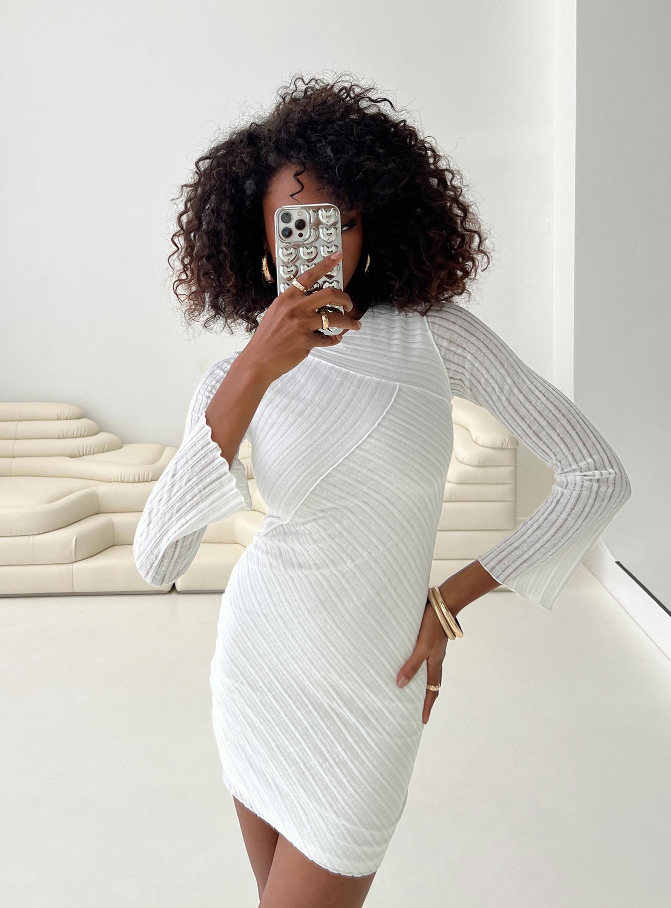 White long sleeve 2025 mini bodycon dress