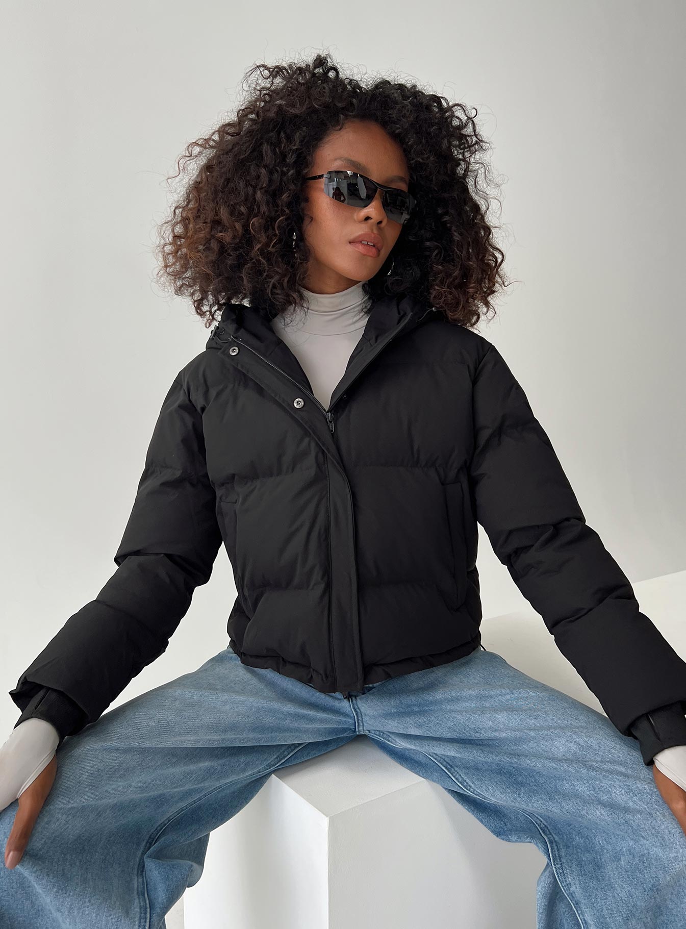 Morrie Hooded Puffer Jacket Black Princess Polly