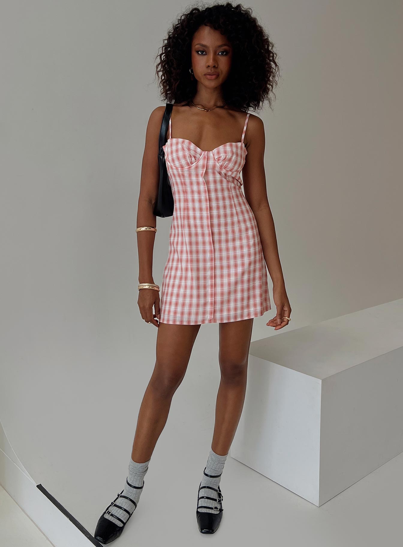 Poto Mini Dress Pink Check | Princess Polly Poto Mini Dress Pink Check | Princess Polly