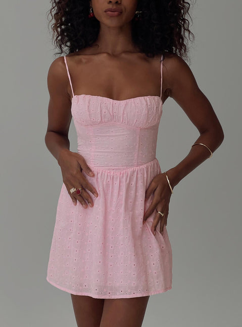pink eyelet mini dress Rosie Eyelet Mini Dress FUSCHIA / XS by Sugarlips