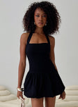 Gigli Bubble Hem Mini Dress Black