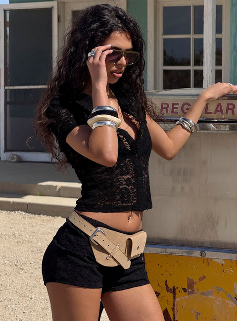 Daveney Lace Micro Shorts Black