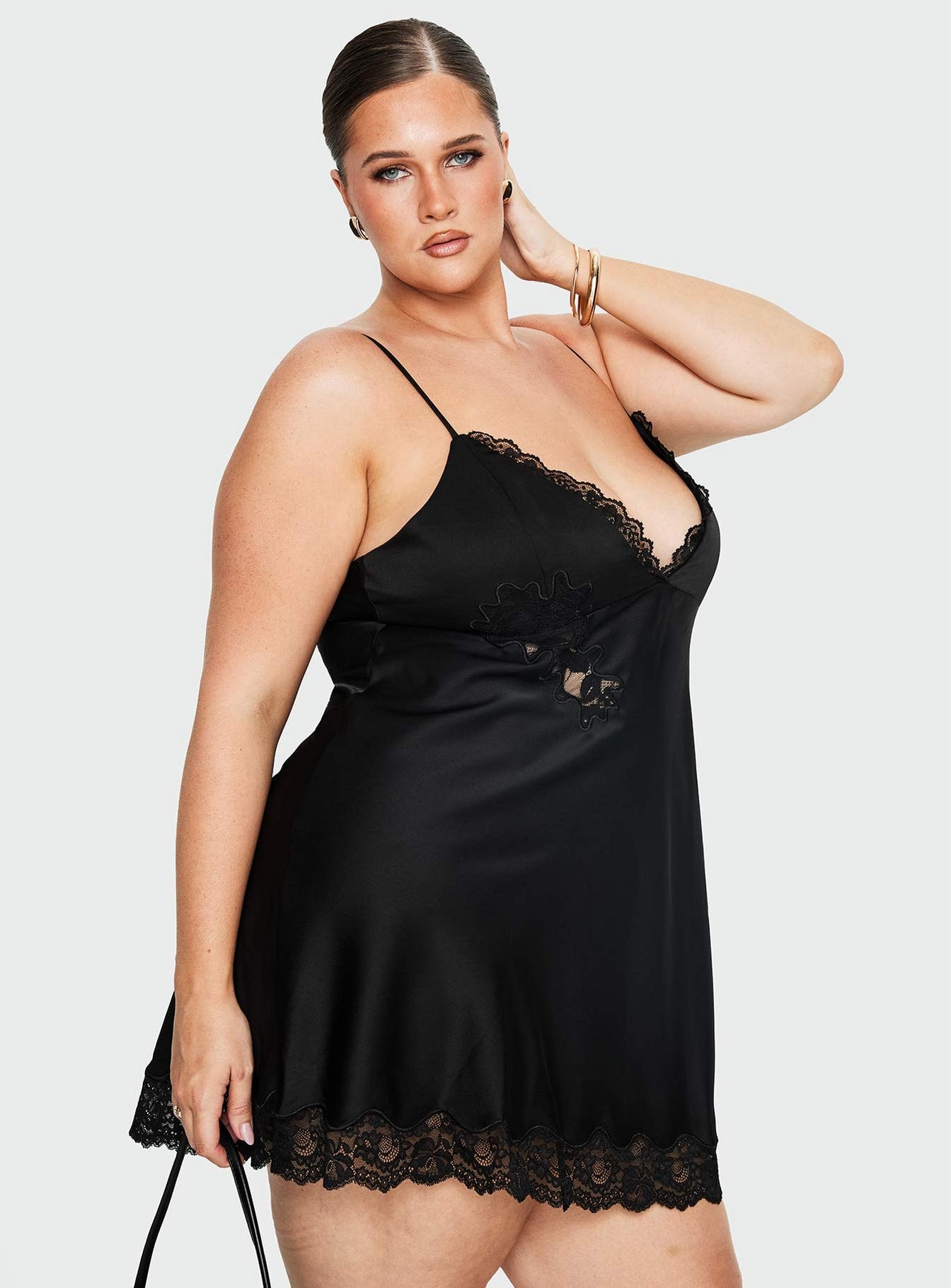 Aloura Spliced Lace Mini Dress Curve | Black | Womens | Princess Polly Curve Aloura Spliced Lace Mini Dress Curve | Black | Womens | Princess Polly Curve