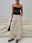 front view of model wearing Princess Polly Scintillating Pants Beige High Waisted Pants 