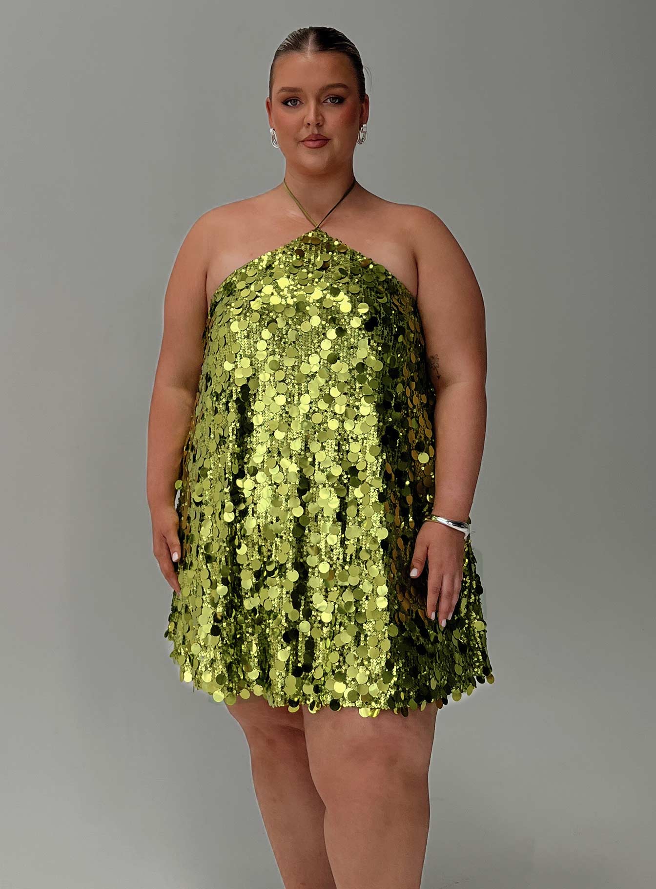 Fluorescents Halter Mini Dress Green Curve | Princess Polly Fluorescents Halter Mini Dress Green Curve | Princess Polly