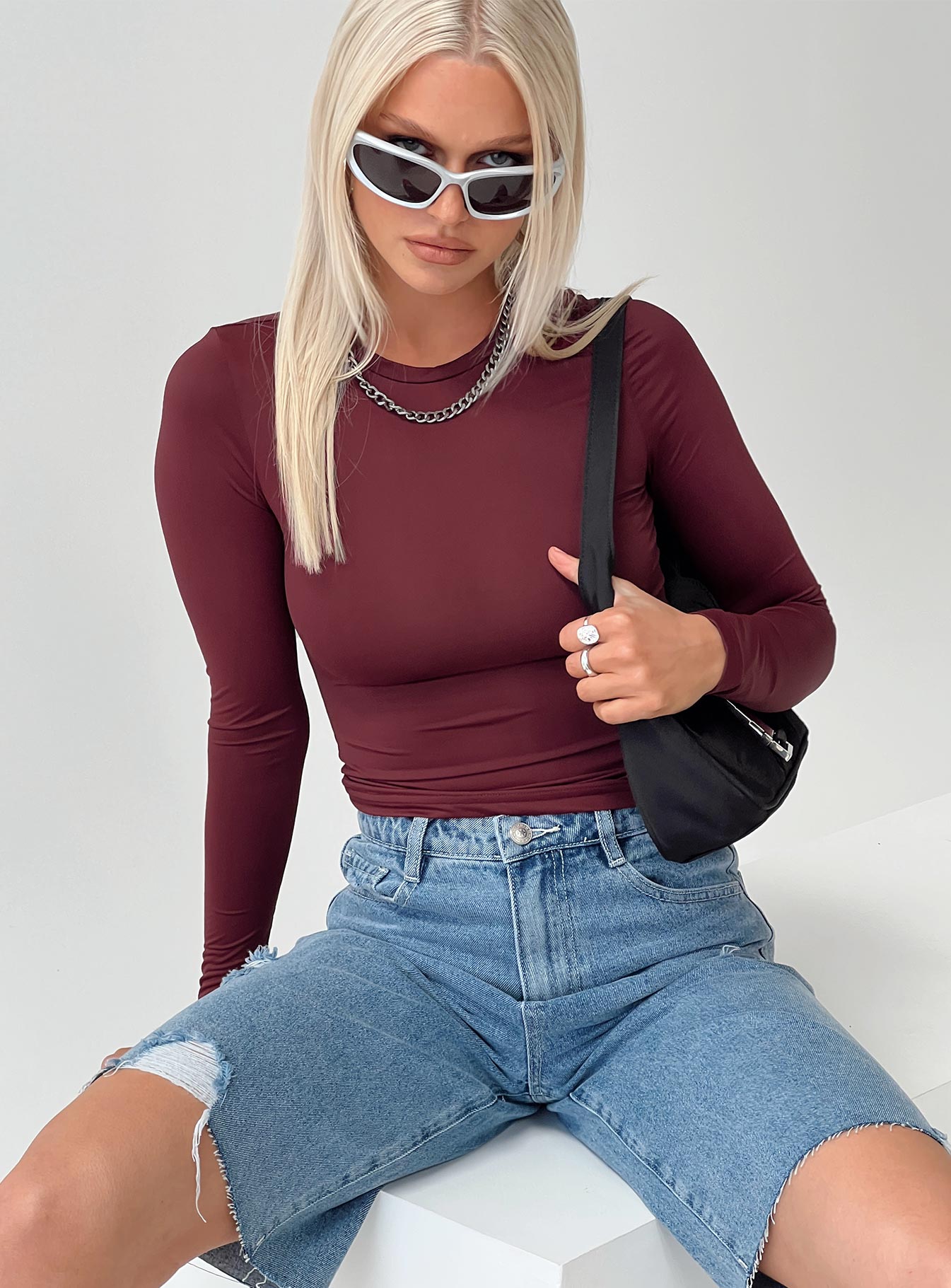 Arnim long sleeve top wine