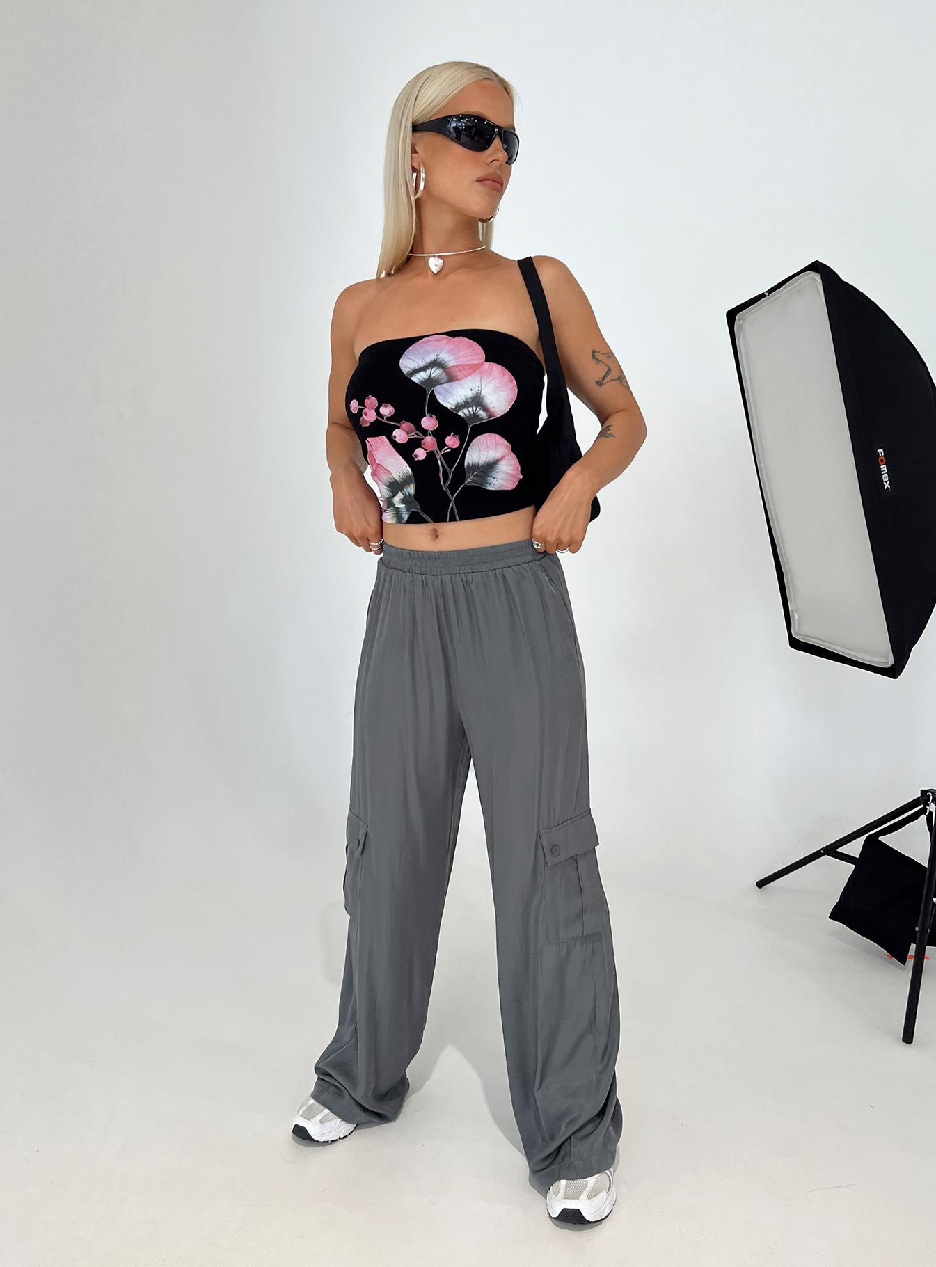 product Princess Polly High Waisted Pants  Lista Elastic Pocket Pants Steel