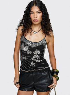 Devondra Sequin Detail Cami Top Black