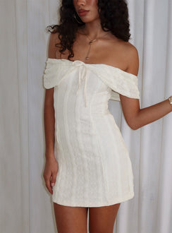 Colettie Off Shoulder Mini Dress Cream
