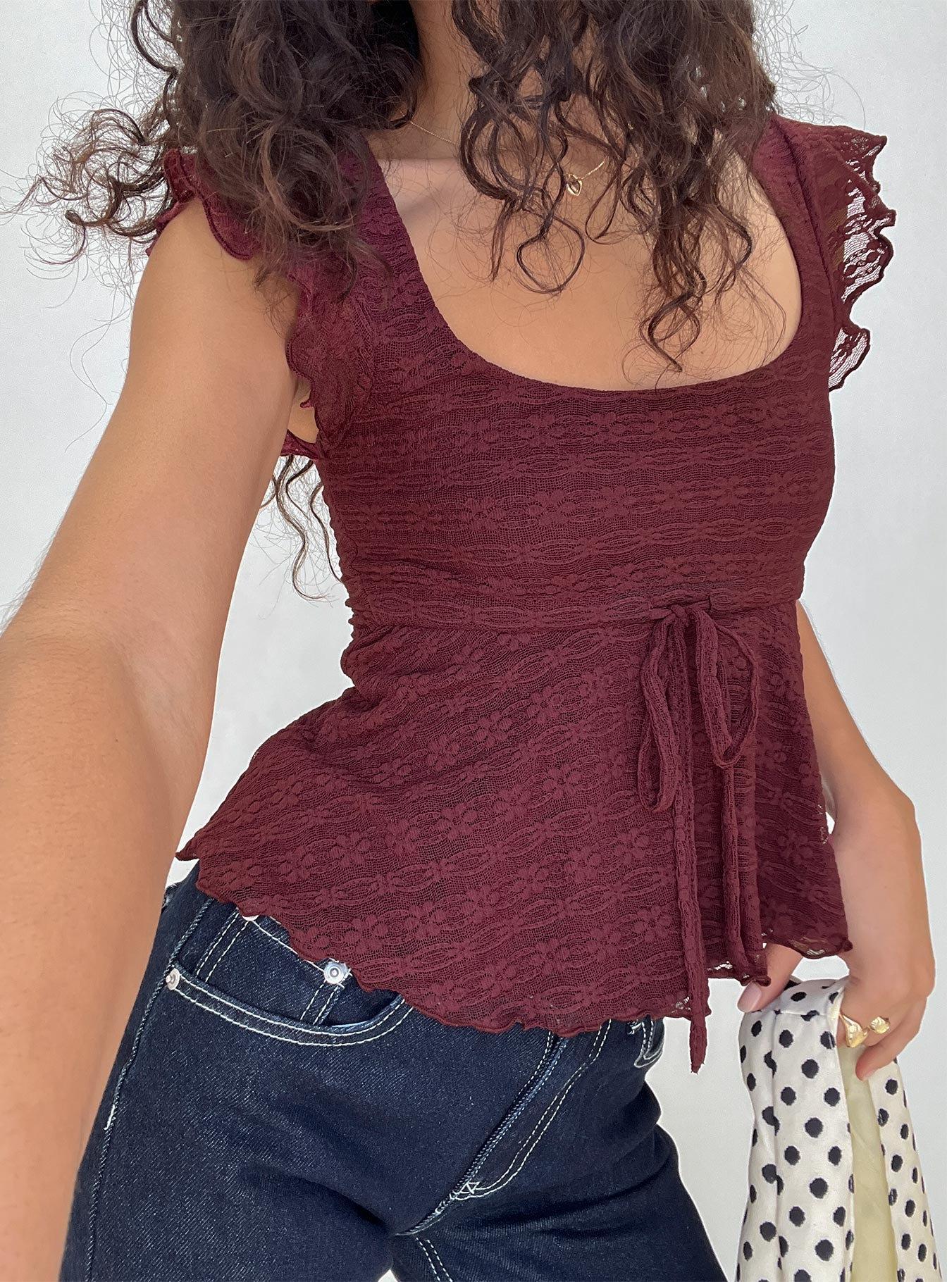【★ほぼ未使用★】CLANE / BACK FRILL TOPS CLANE W FACE TOPSTITCHED FRILL TOPS（シャツ/ブラウス）｜CLANE
