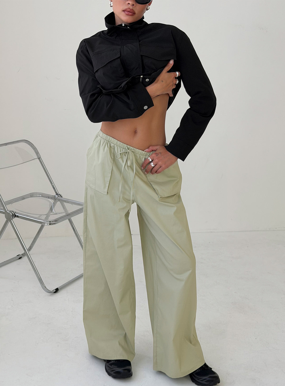 Toren Drawstring Straight Leg Pants Stone
