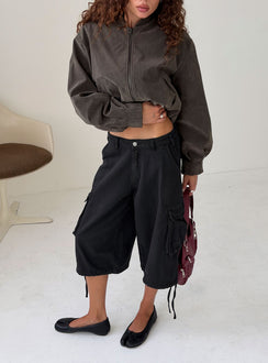 Hudsen Longline Cargo Shorts Washed Black Petite