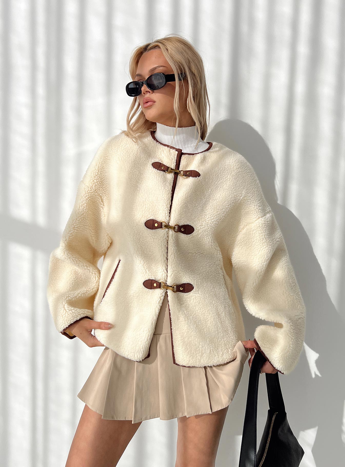 Adylic teddy coat cream / brown