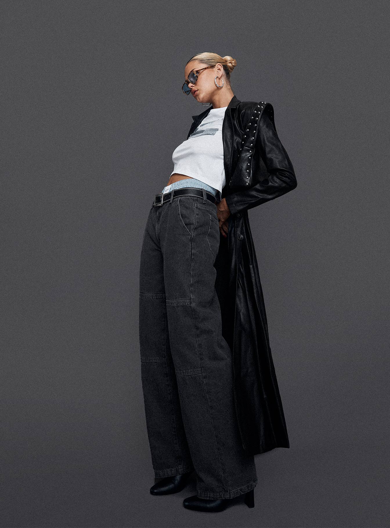 product Princess Polly High Waisted  Freedom Jeans Washed Charcoal