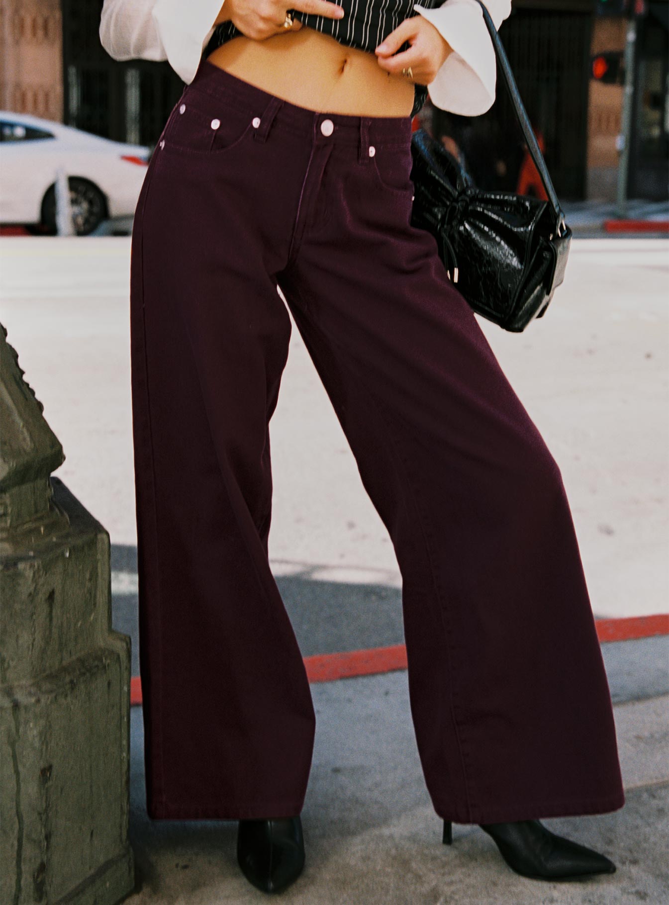 Big News Wide Leg Jeans Currant