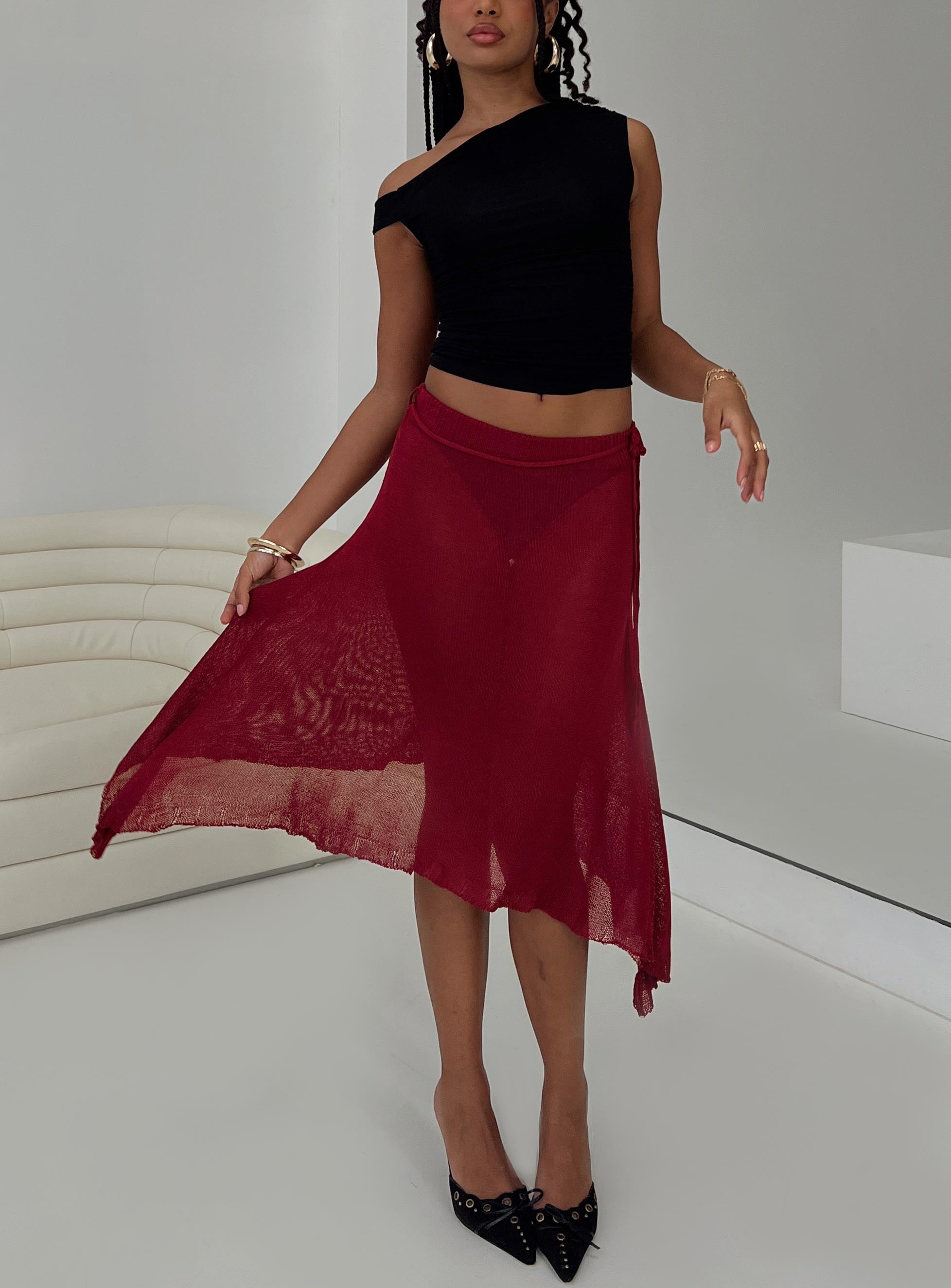 Leysa midi skirt red