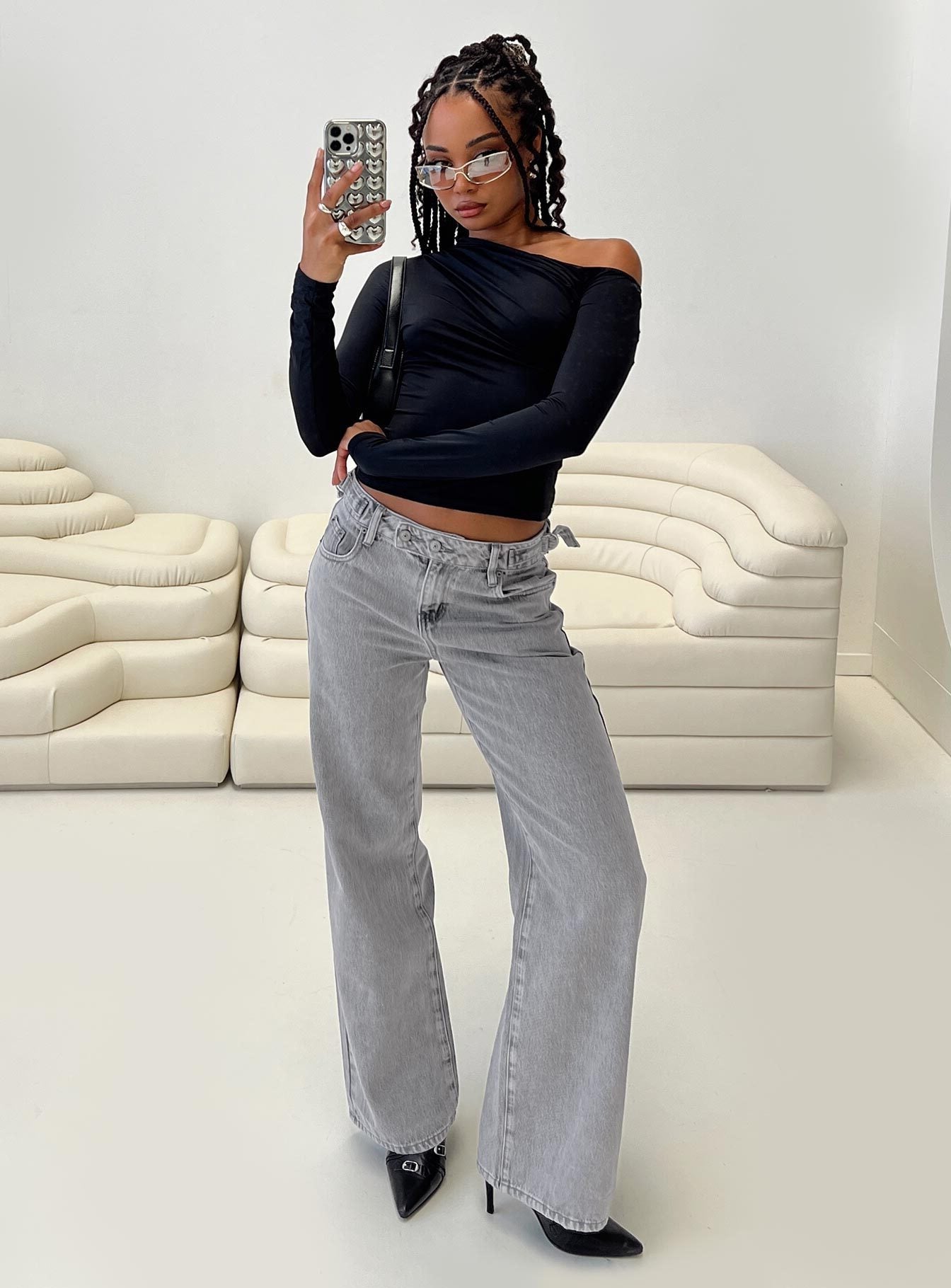 Scheana low rise jeans steel grey