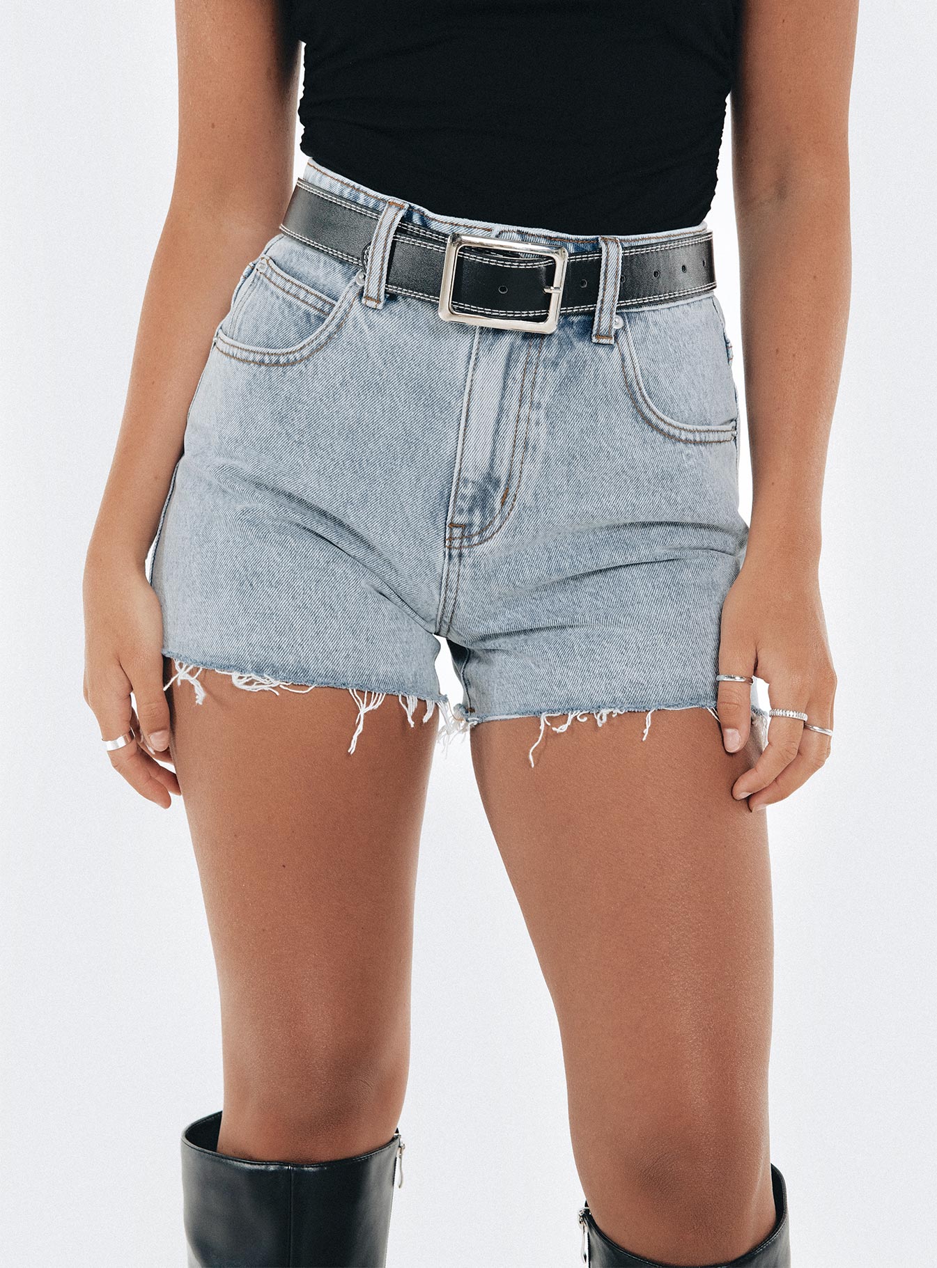 Laurena Denim Shorts Petite Lower Impact | Princess Polly