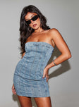 product Princess Polly Square Neck  Houser Mini Dress Denim Petite