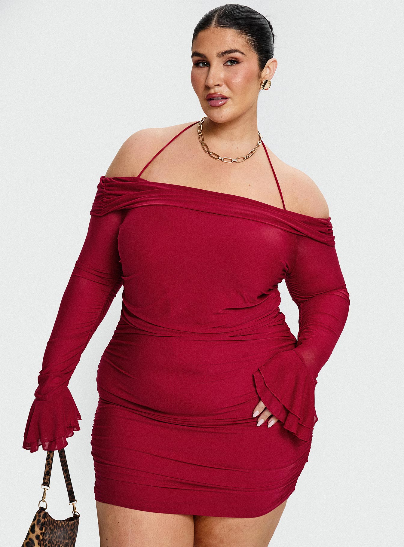 princess polly red off the shoulder dress End Credits Off Shoulder Pleat Maxi Dress Red | Polka Dot | Red | Polka Dot | Womens