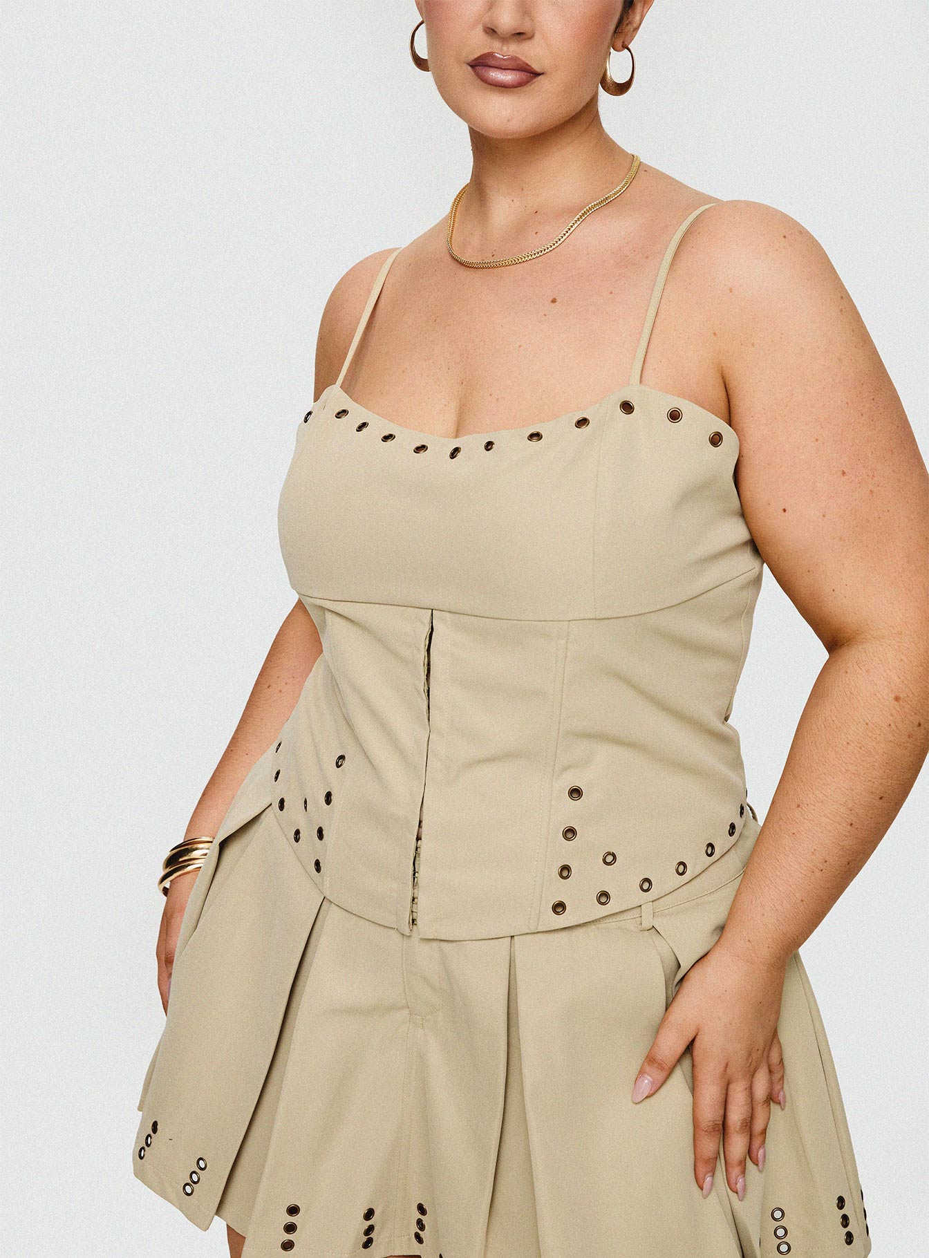 Alinzia eyelet corset top beige curve