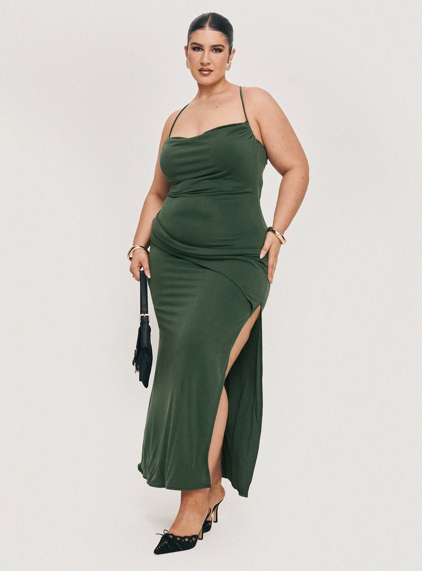 Marchesi cupro maxi dress green curve